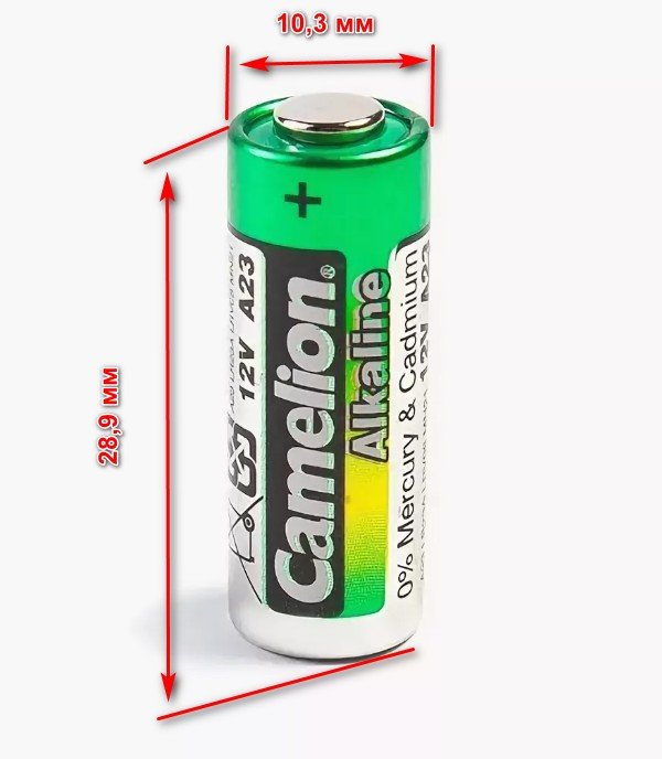 Kích thước pin A23